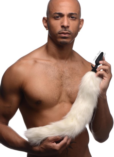 Picture of Small Vibrating Anal Plug with Interchangeable Fox Tail - White