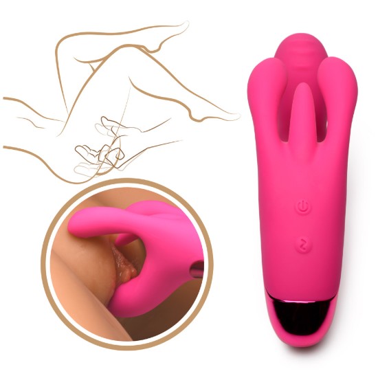 Picture of 10X Triple Rabbit Silicone Vibrator - Pink