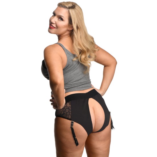 Picture of Laced Seductress Crotchless Panty Harness with Garter Straps - LXL