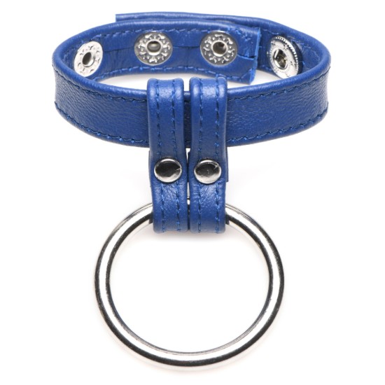 Picture of Leather and Steel Cock and Ball Ring - Blue