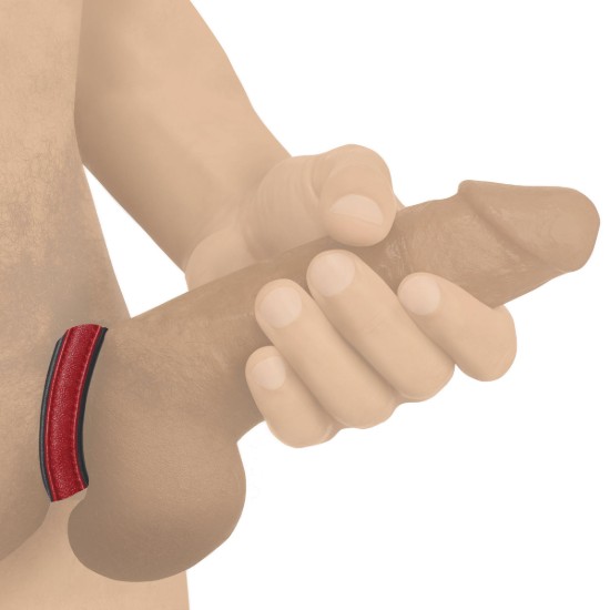 Picture of Velcro Leather Cock Ring - Red