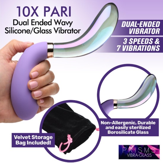 Picture of 10X Pari Dual Ended Wavy Silicone and Glass Vibrator