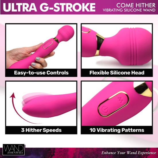 Picture of Ultra G-Stroke Come Hither Vibrating Silicone Wand