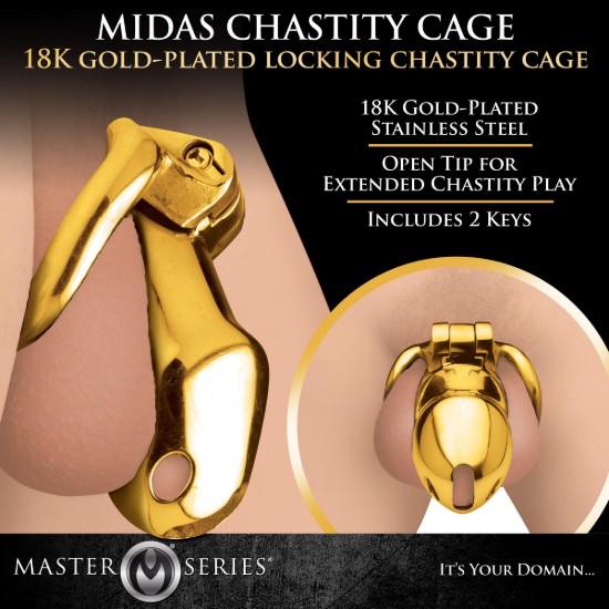 Picture of Midas 18K Gold-Plated Locking Chastity Cage