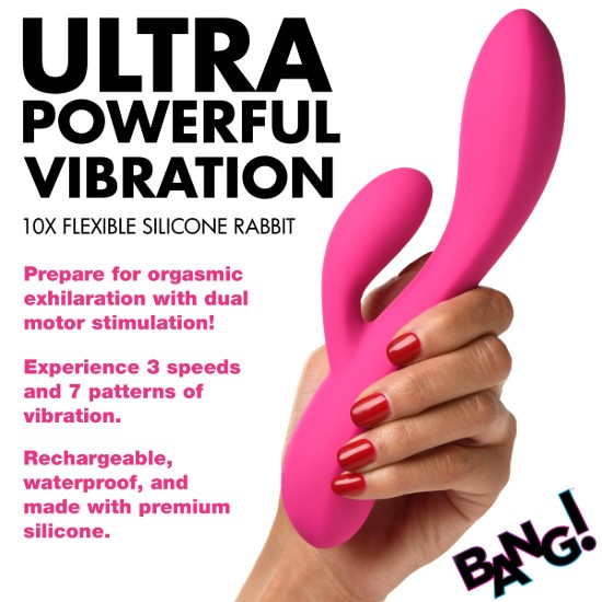 Picture of 10X Flexible Silicone Rabbit Vibrator - Pink