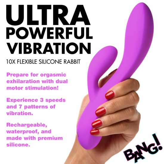 Picture of 10X Flexible Silicone Rabbit Vibrator - Purple