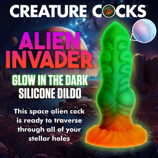 Picture of Alien Invader Glow-In-The-Dark Silicone Dildo