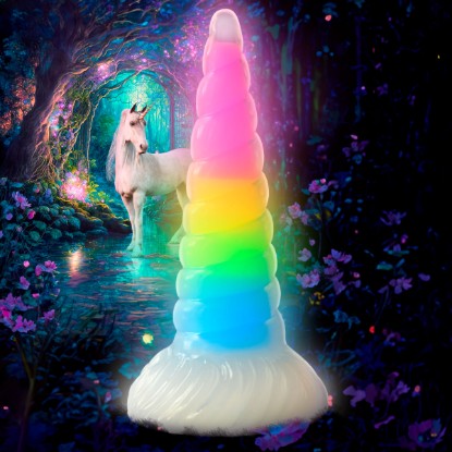 Picture of Uni-Glow Glow-In-The-Dark Rainbow Silicone Dildo