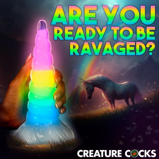 Picture of Uni-Glow Glow-In-The-Dark Rainbow Silicone Dildo