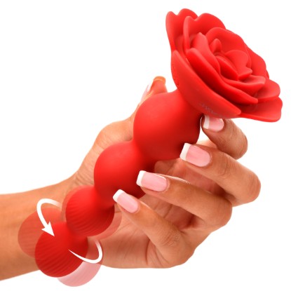 Picture of 10X Rose Twirl Vibrating and Rotating Silicone Anal Beads