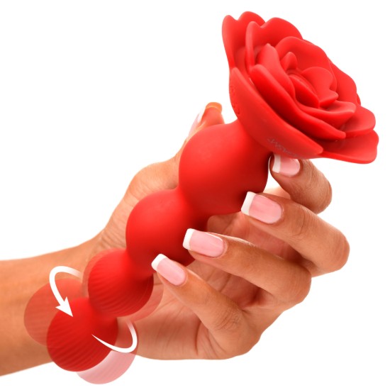 Picture of 10X Rose Twirl Vibrating and Rotating Silicone Anal Beads