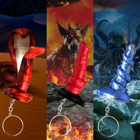 Picture of Hell-Hound, Lord Kraken, & King Cobra Silicone Keychain Set