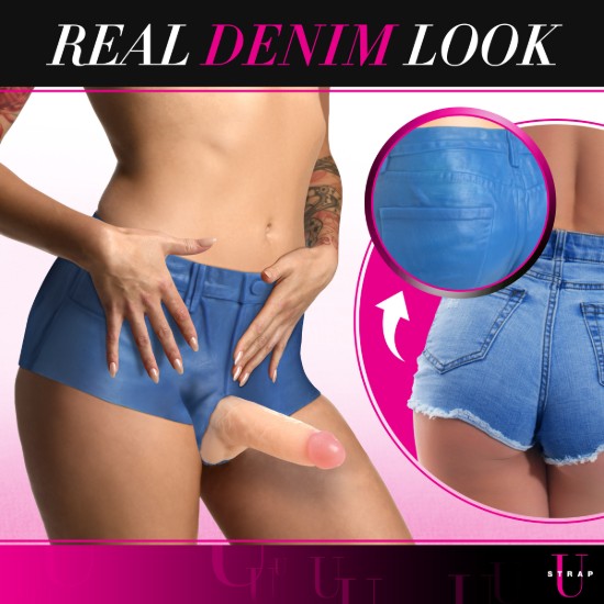 Picture of Booty Shorts 6 Inch Dildo Silicone Strap On Harness - Large