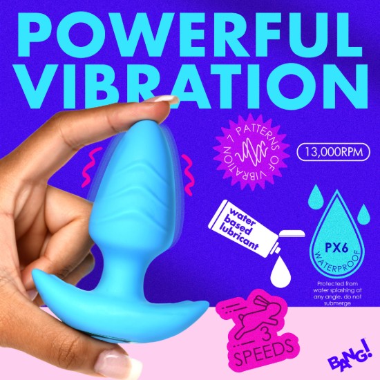Picture of Rotating and Vibrating Silicone Butt Plug - Blue