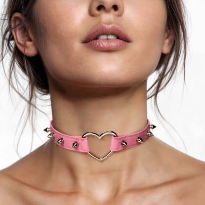 Picture of Spiked Heart Choker - Pink