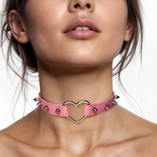 Picture of Spiked Heart Choker - Pink