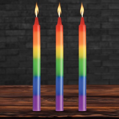 Picture of Pride Candles Rainbow Drip Candle Set of 3