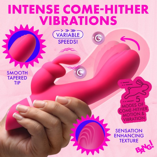 Picture of Come Hither Silicone Rabbit Vibrator - Pink