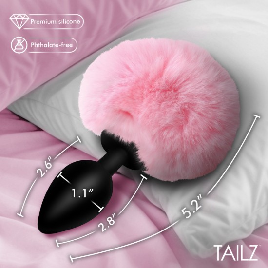Picture of Fluffy Bunny Tail Silicone Plug - Pink