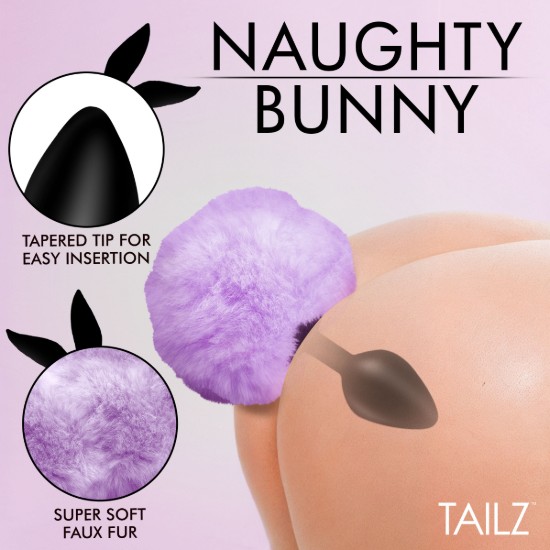 Picture of Fluffy Bunny Tail Silicone Plug - Purple
