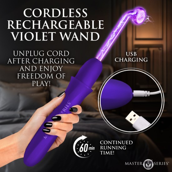 Picture of Elektrawand Rechargeable Violet Wand with Attachments - Purple
