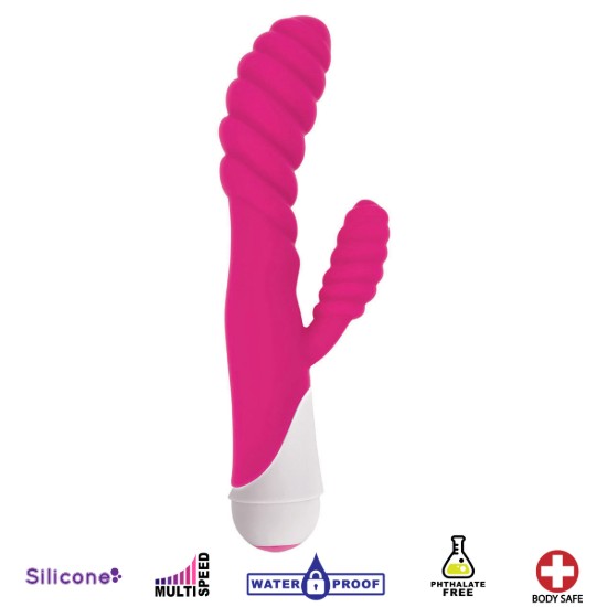 Picture of Diana 20x Rippled Silicone Rabbit Vibe- Pink