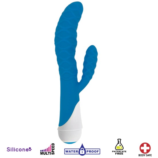Picture of Ivy 20x Wavy Silicone Rabbit Vibe- Blue