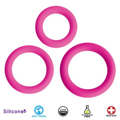 Picture of Love Ring Trio Silicone Cock Rings - Pink