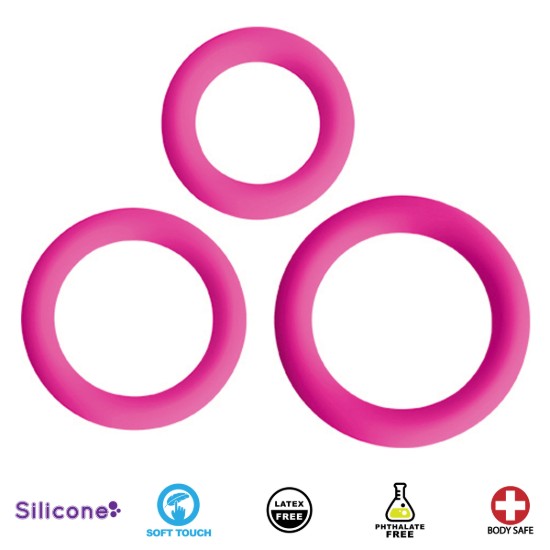 Picture of Love Ring Trio Silicone Cock Rings - Pink