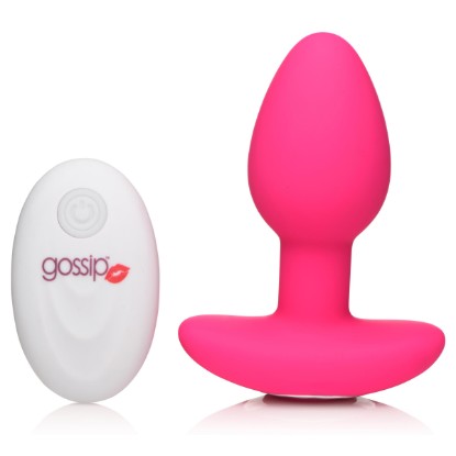 Picture of 10X Pop Rocker Vibrating Silicone Plug with Remote - Magenta