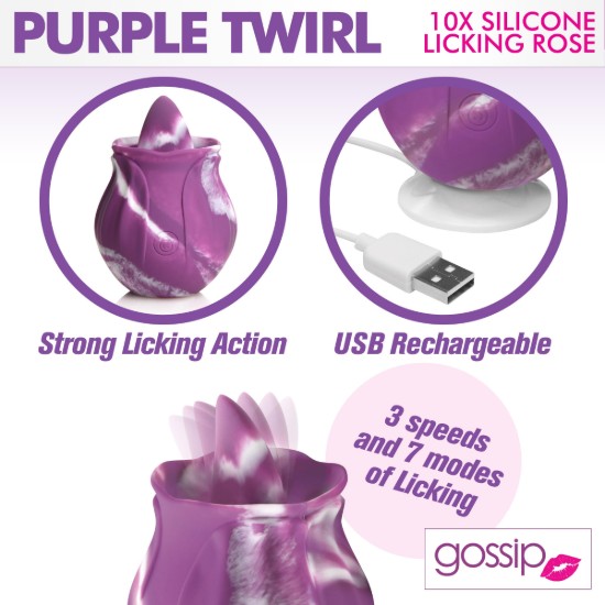 Picture of 10X Purple Twirl Silicone Licking Rose