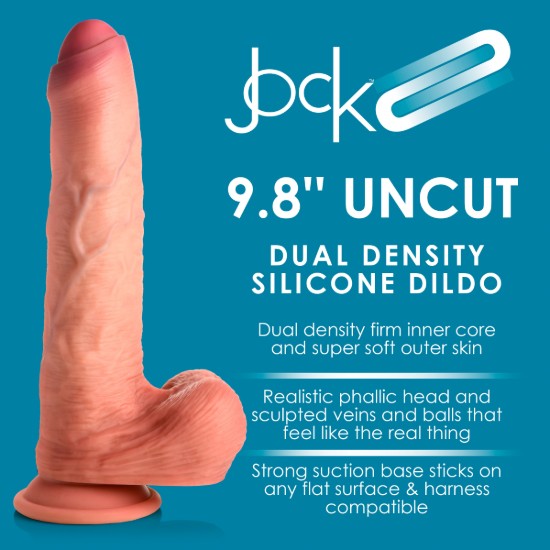 Picture of 9.8 Inch Dual Density Uncut Dildo with Balls