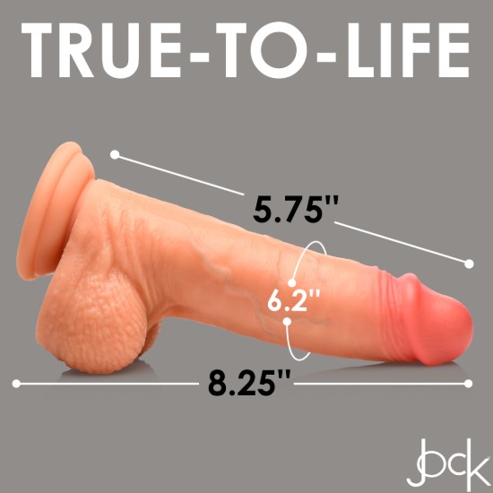 Picture of Real Skin Silicone Dildo with Balls - 8 Inch