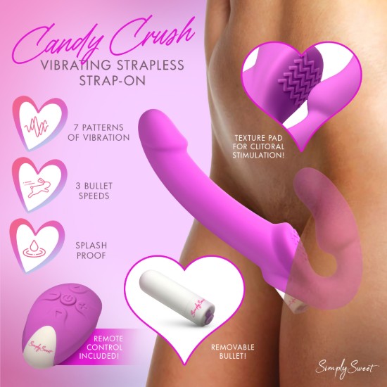 Picture of Candy Crush - Purple Vibrating Strapless Strap-On w/ Remote