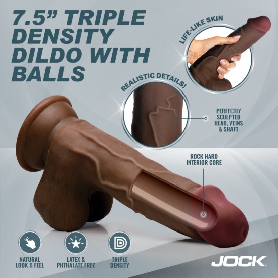 Picture of Hard-Core 7.5" Triple Density Dildo w/ Balls - Dark