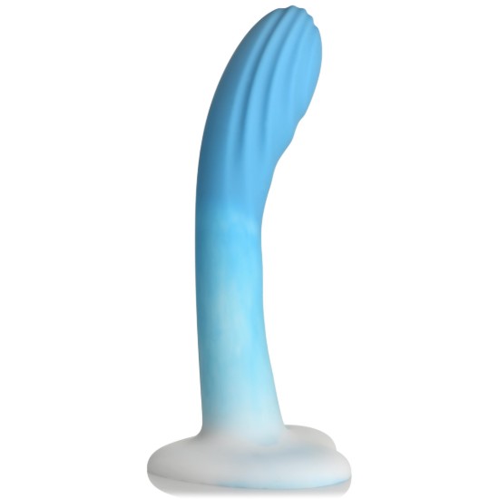 Picture of Rippled Silicone Blue and White Dildo