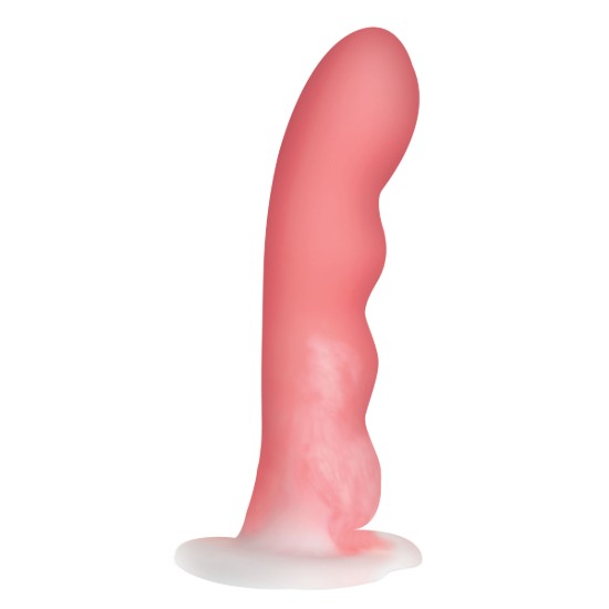 Picture of Wavy Silicone Pink and White Dildo
