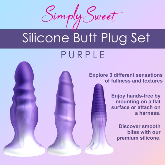 Picture of 3 Piece Silicone Butt Plug Set - Purple
