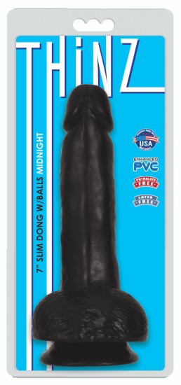 Picture of Thinz 7 Inch Slim Dildo with Balls - Black