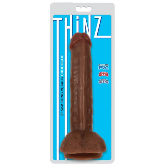 Picture of 8 Inch Slim Dildo with Balls - Dark