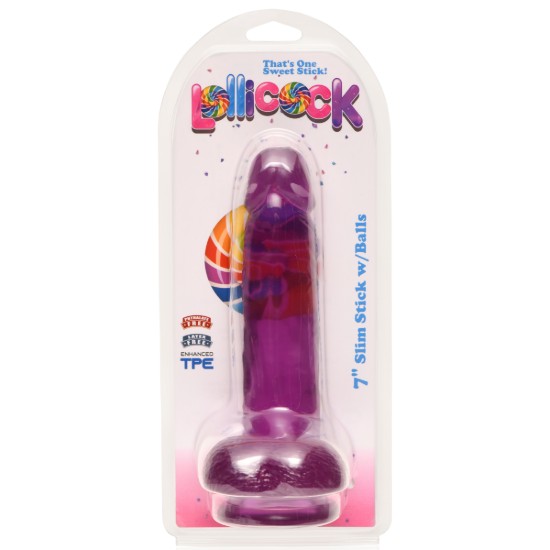 Picture of 7 Inch Slim Stick with Balls Grape Ice Dildo