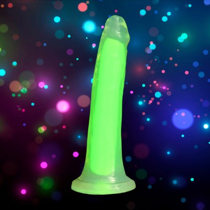 Picture of 7 Inch Glow-in-the-Dark Silicone Dildo - Green