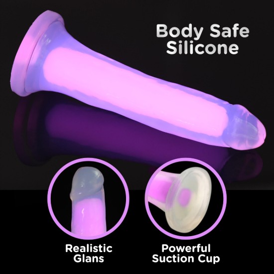 Picture of 7 Inch Glow-in-the-Dark Silicone Dildo - Pink