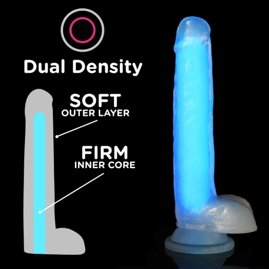 Picture of 7 Inch Glow-in-the-Dark Silicone Dildo with Balls - Blue