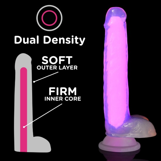 Picture of 7 Inch Glow-in-the-Dark Silicone Dildo with Balls - Pink