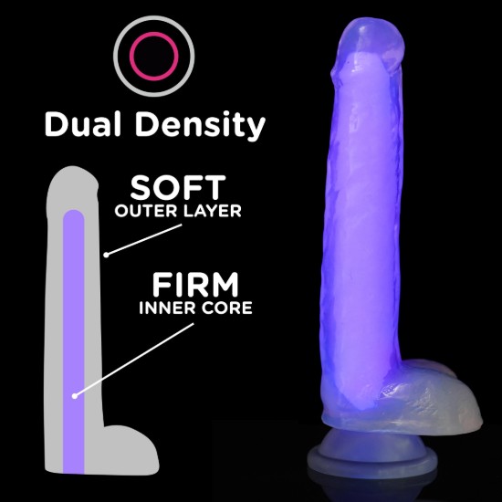 Picture of 7 Inch Glow-in-the-Dark Silicone Dildo with Balls - Purple