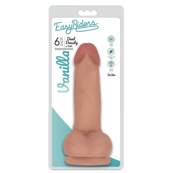 Picture of Easy Riders 6 Inch Dual Density Dildo With Balls - Flesh