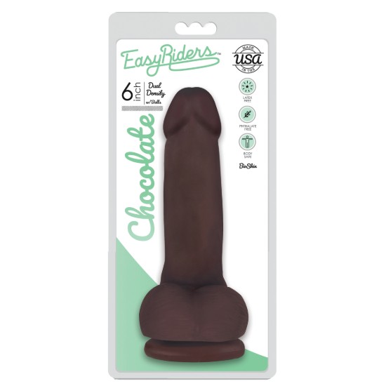 Picture of Easy Riders 6 Inch Dual Density Dildo With Balls - Brown