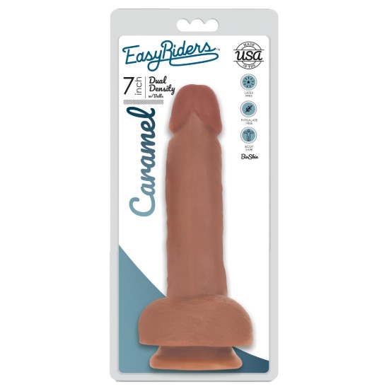 Picture of Easy Riders 7 Inch Dual Density Dildo With Balls - Tan