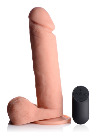 Picture of Big Shot Vibrating Remote Control Silicone Dildo with Balls - 9 Inch